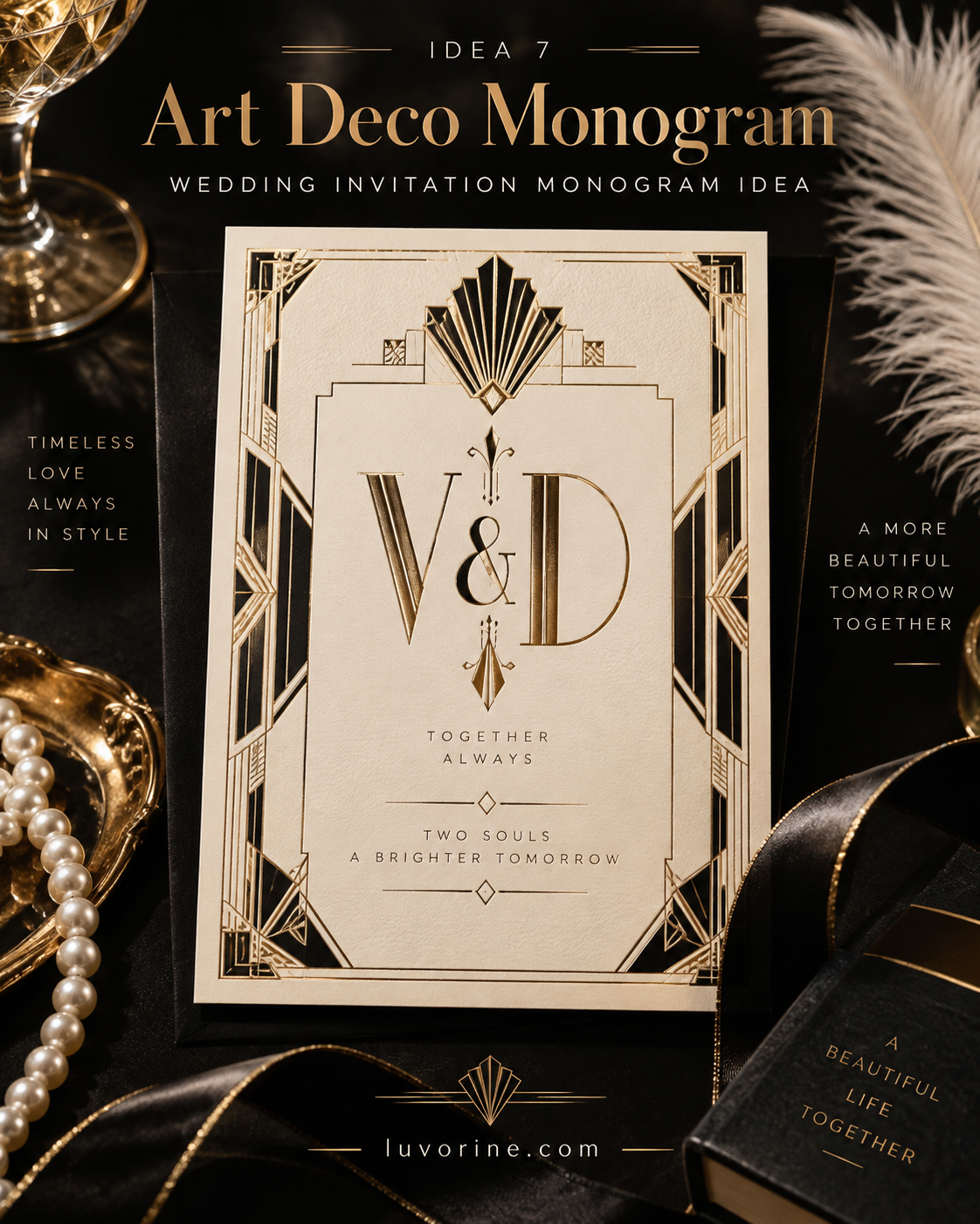 Botanical monoline wedding monogram