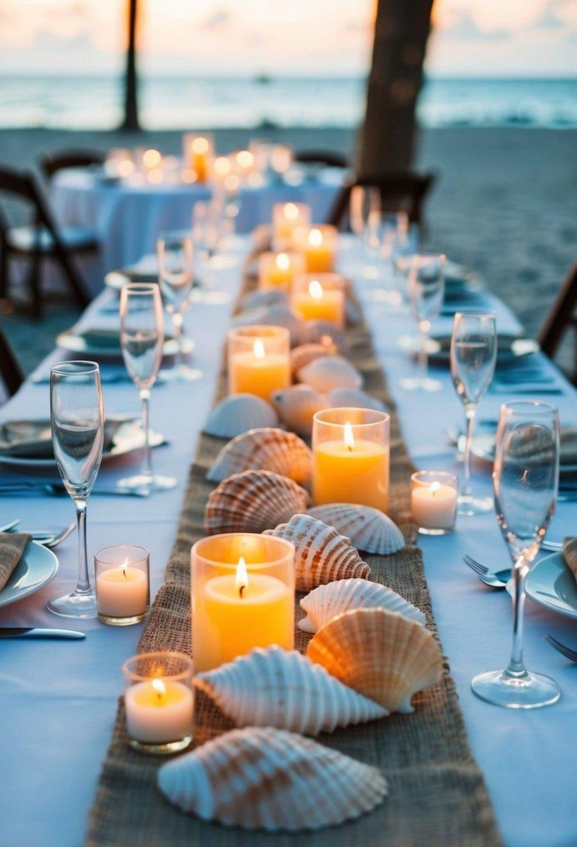 Affordable coastal wedding table setting