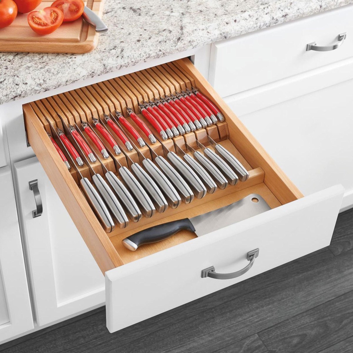 Knife storage insert in drawer