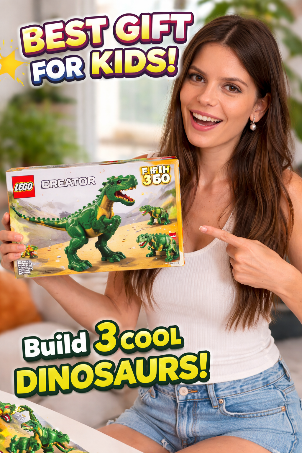 8. LEGO Creator 3 in 1 Fierce Dinosaur for Ages Toy Car Racecar Builders