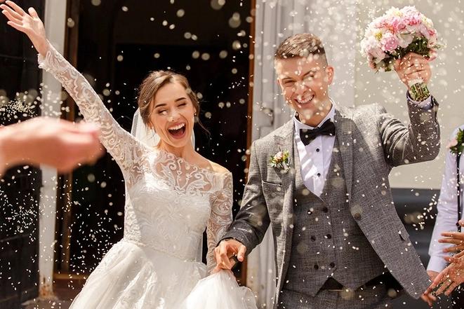 Happy married couple celebration
