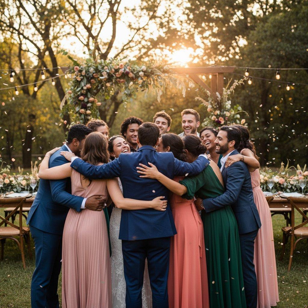 Best friends celebrating wedding