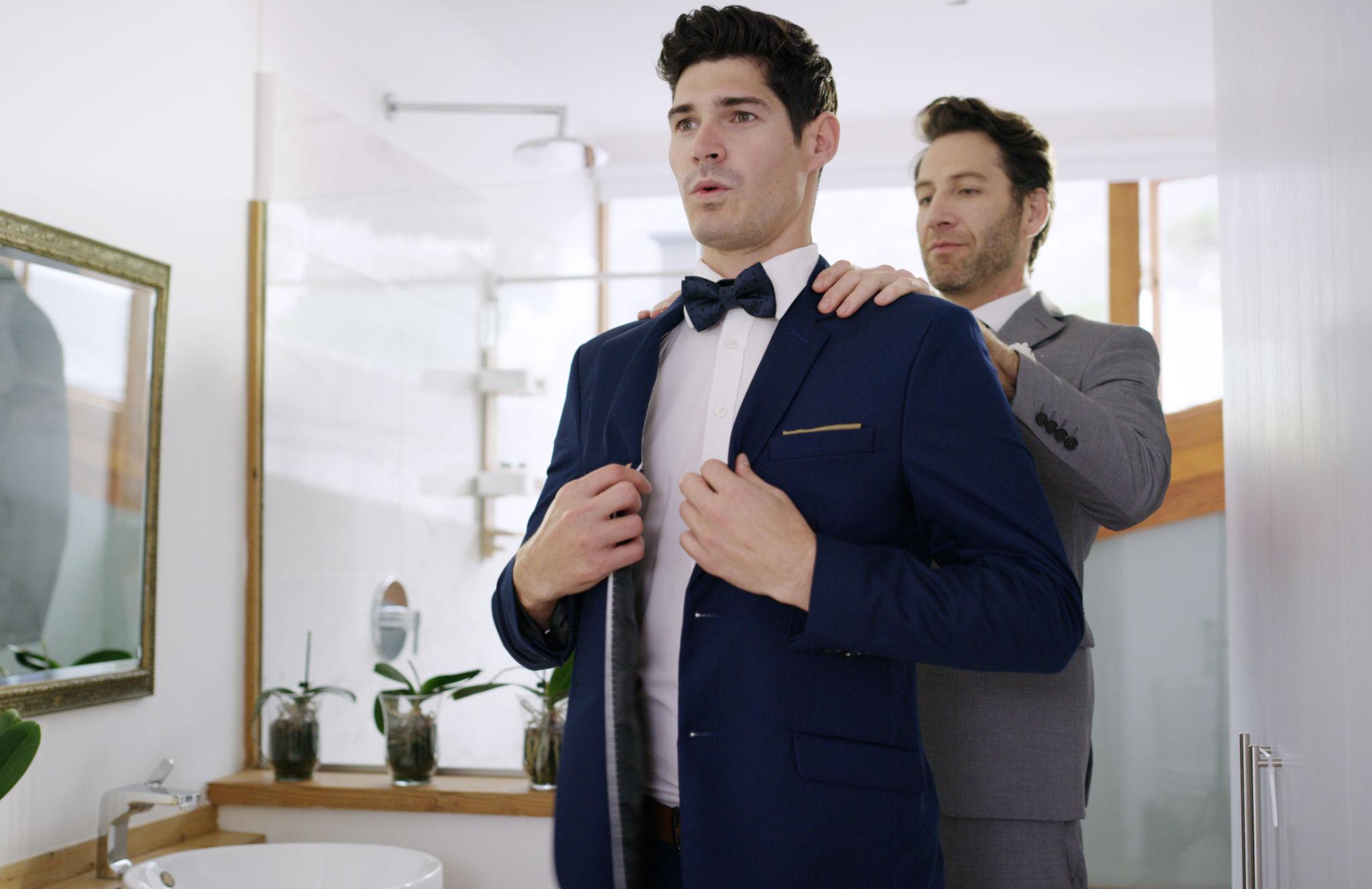 Groom getting ready with best man