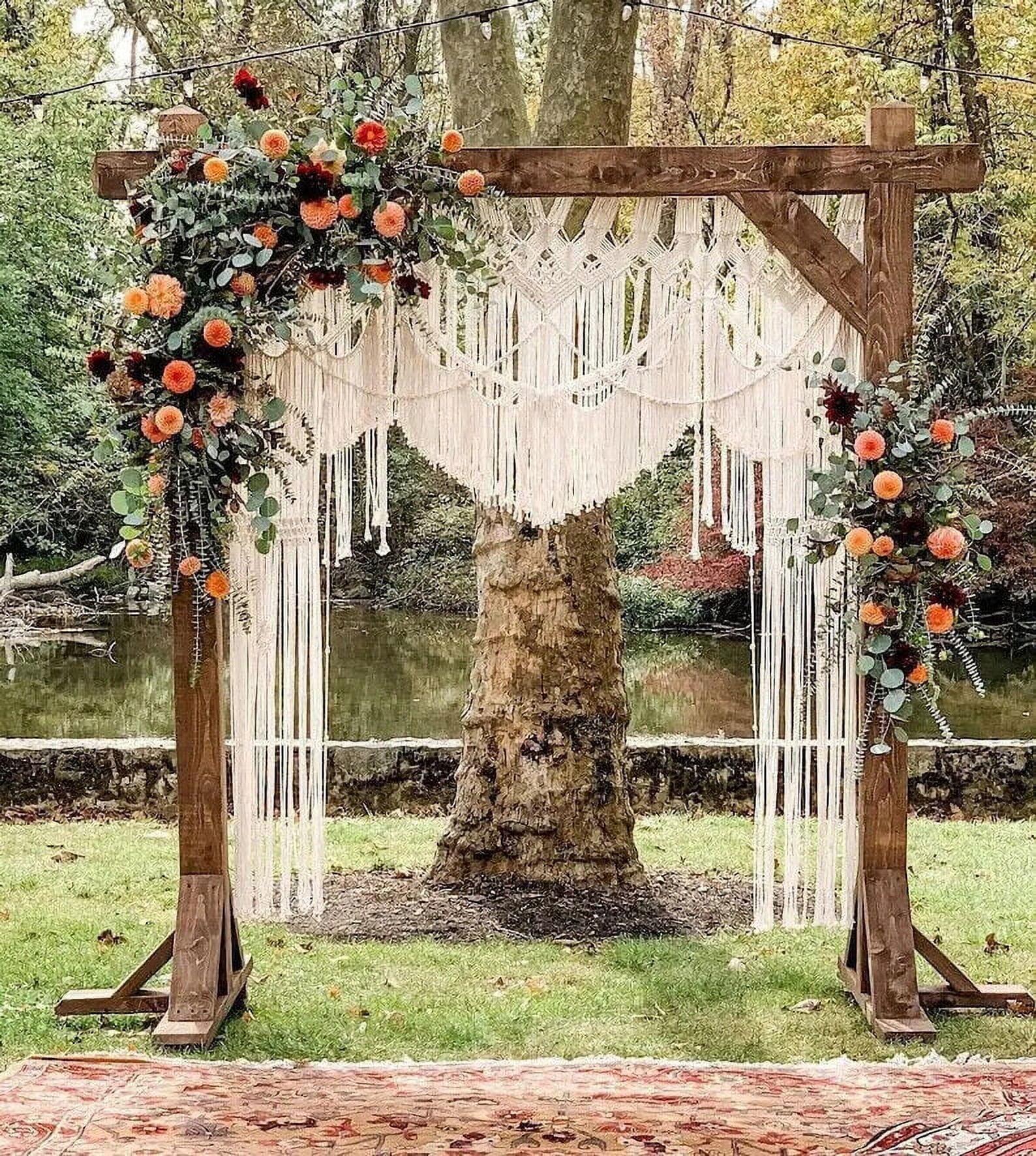 Bohemian macrame wedding arch with texture