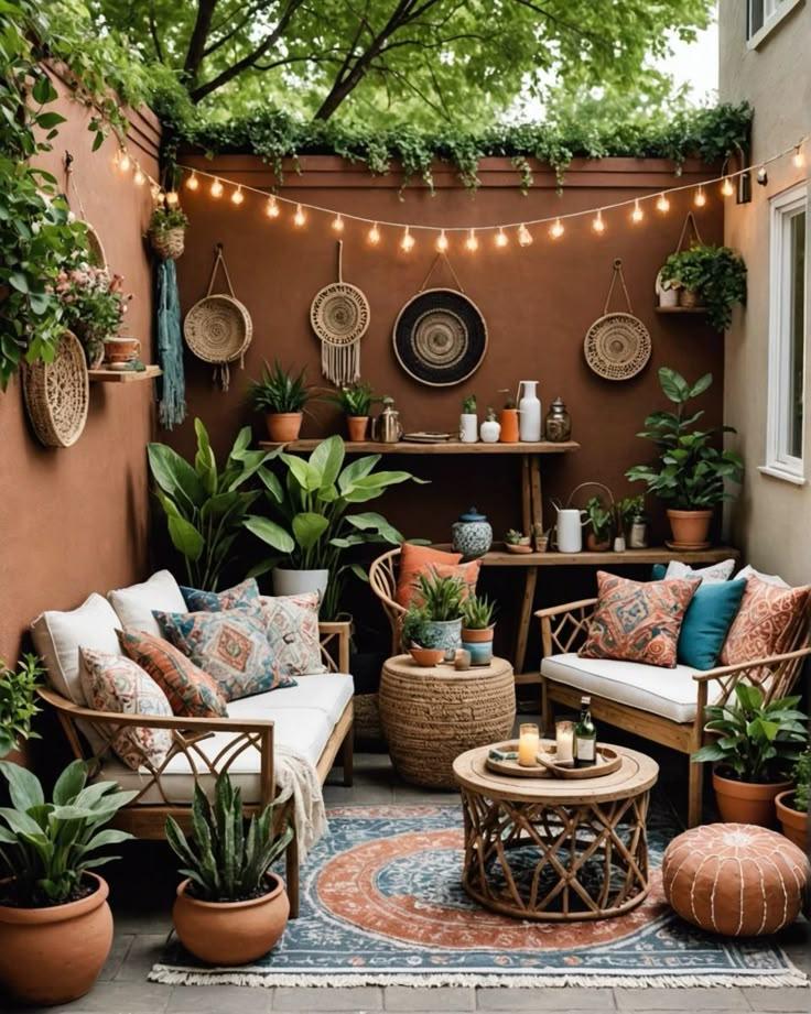 Boho outdoor lounge area
