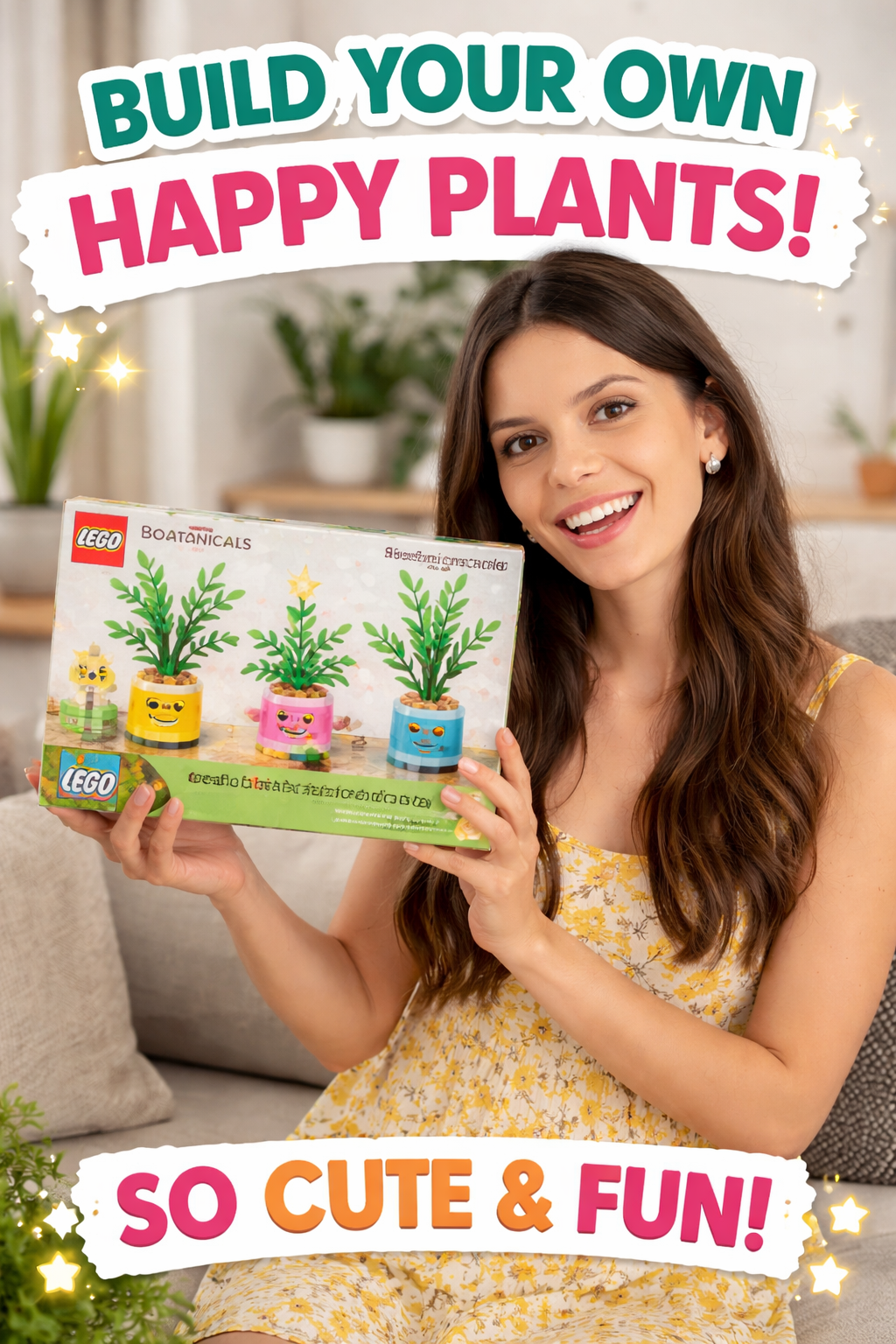 3. Book Shelf Playroom Accent: LEGO Botanicals Happy Plants Desk or Shelf Decor