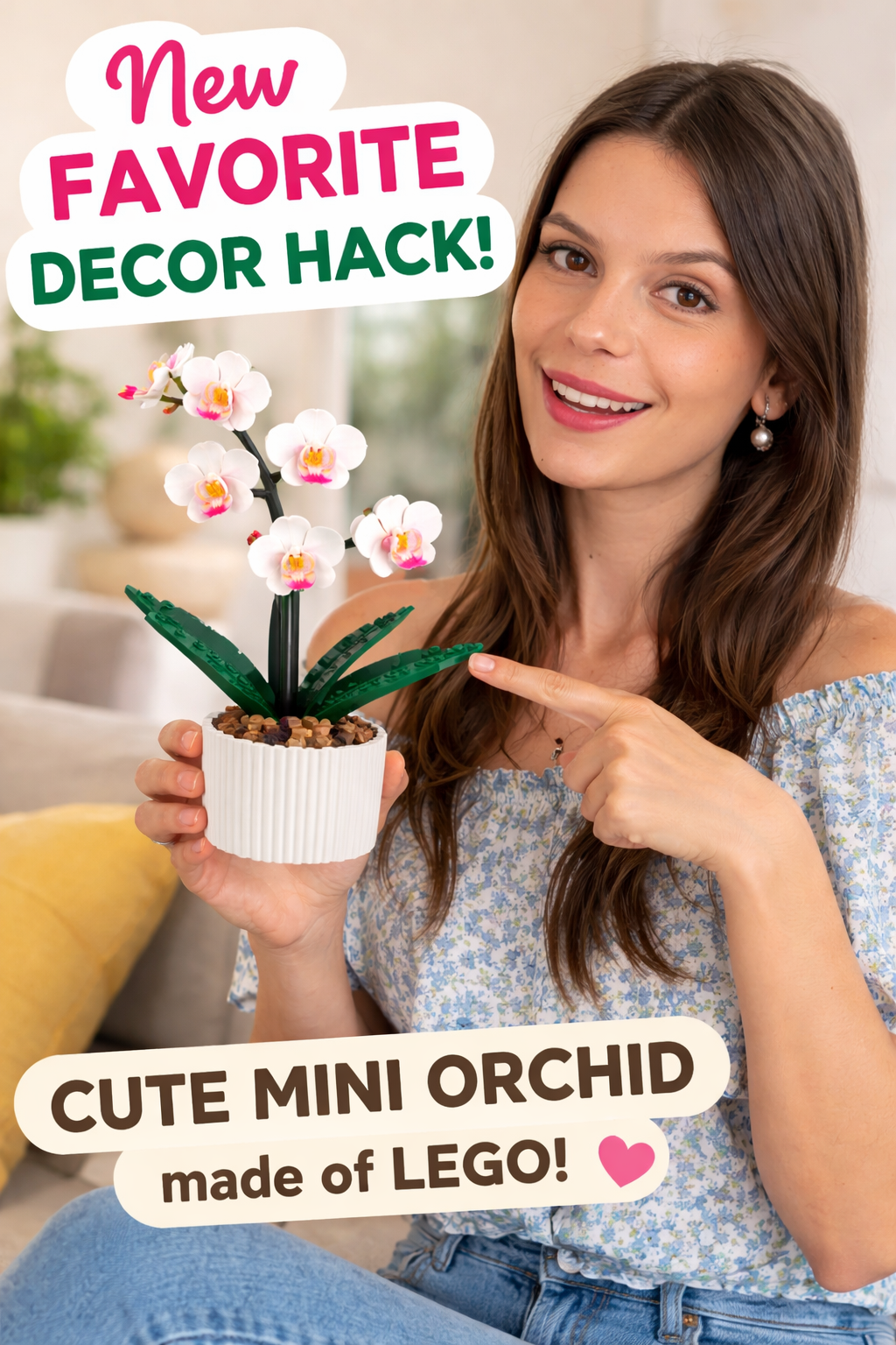 4. Book Shelf Statement Piece: LEGO Botanicals Mini Orchid Building Set for Adults