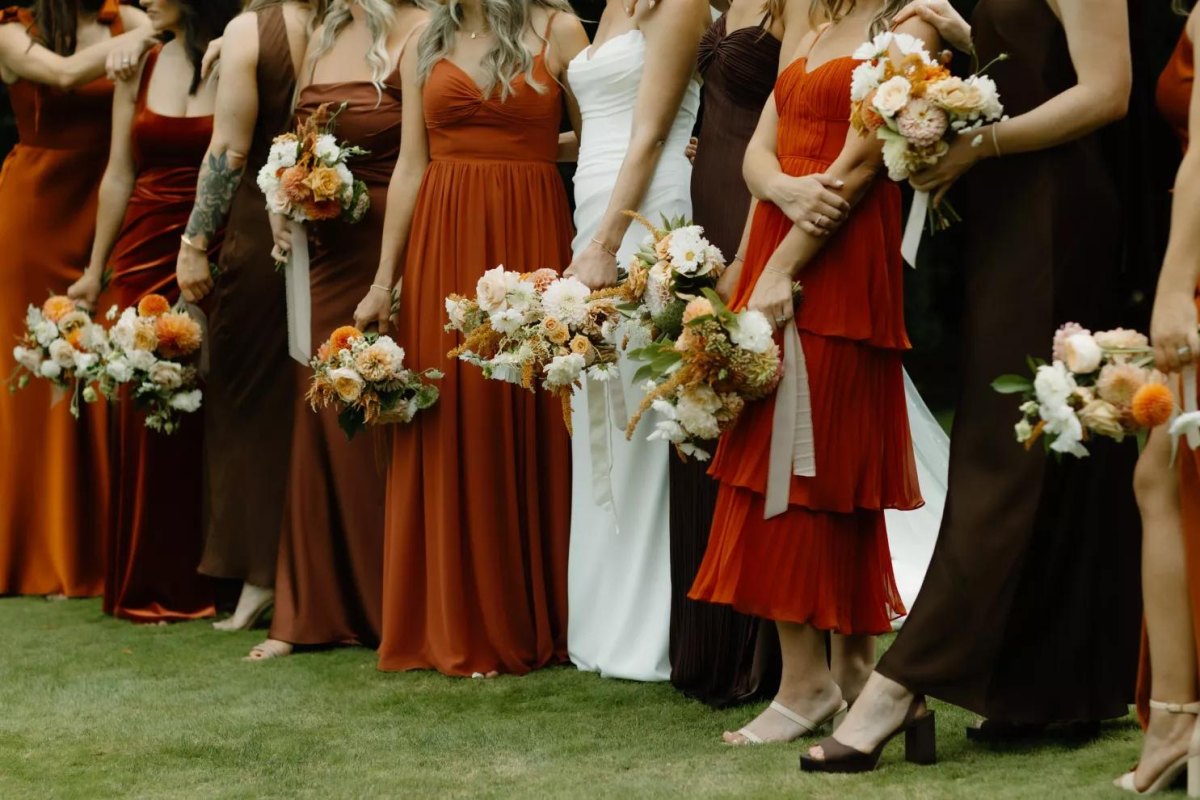 Burnt orange chocolate brown dresses