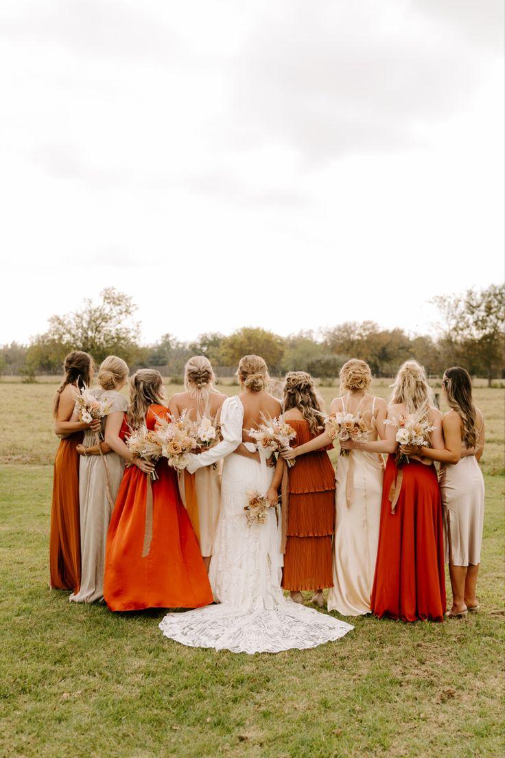 Burnt orange ivory bridesmaid dresses