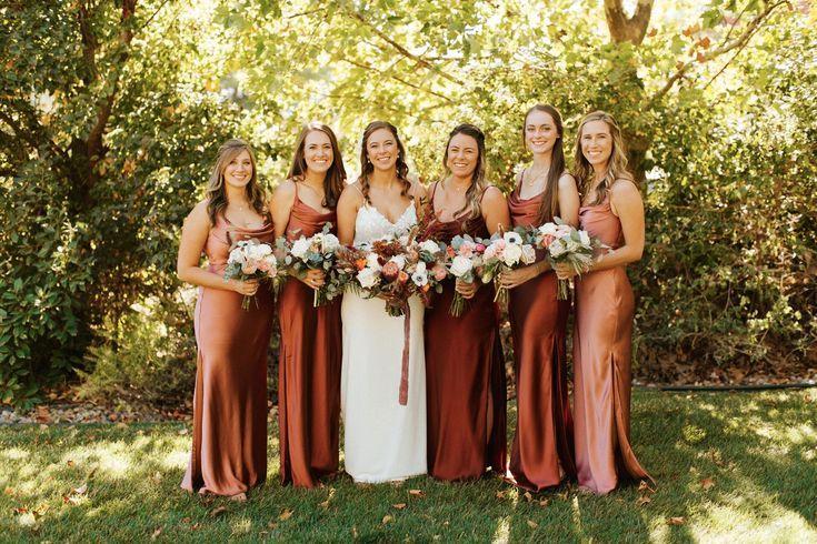Burnt orange terracotta bridesmaid dresses