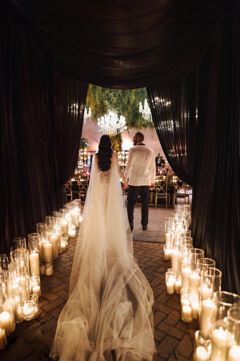 Wedding ceremony to reception candle decor