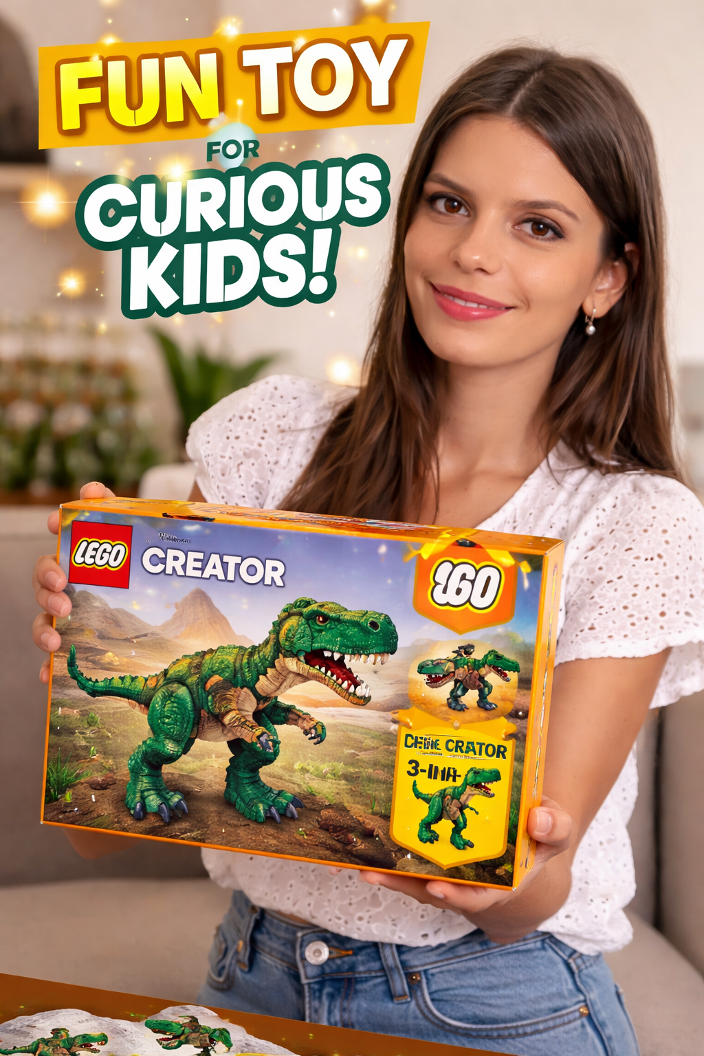 8. LEGO Creator 3 in 1 Fierce Dinosaur Set for Car Building Toy Kids Skills