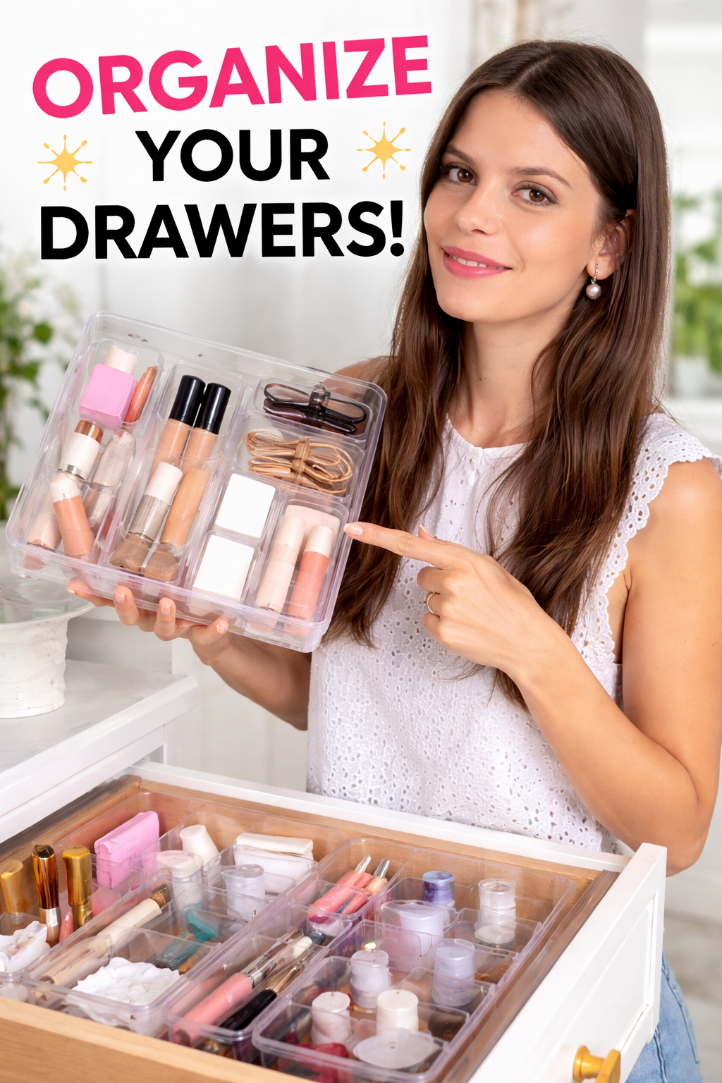 4. Vtopmart 25 PCS Clear Plastic Drawer Organizers Set, 4-Size Versatile Bathroom and Vanity Drawer Organizer Trays, Storage Bin