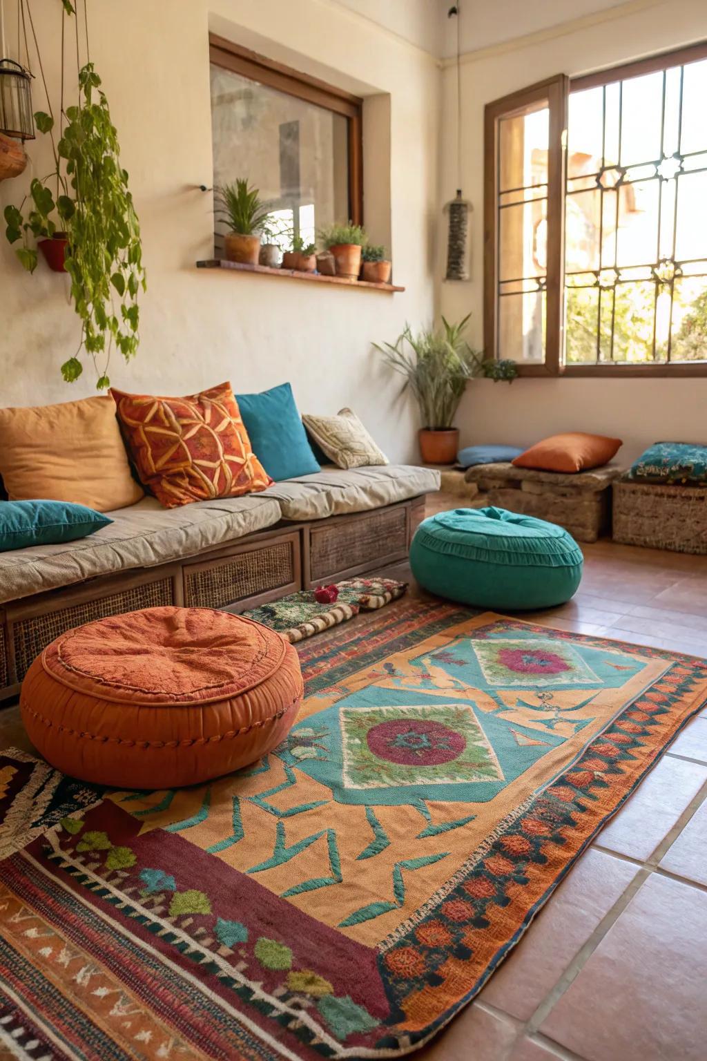 Boho floor seating cushions