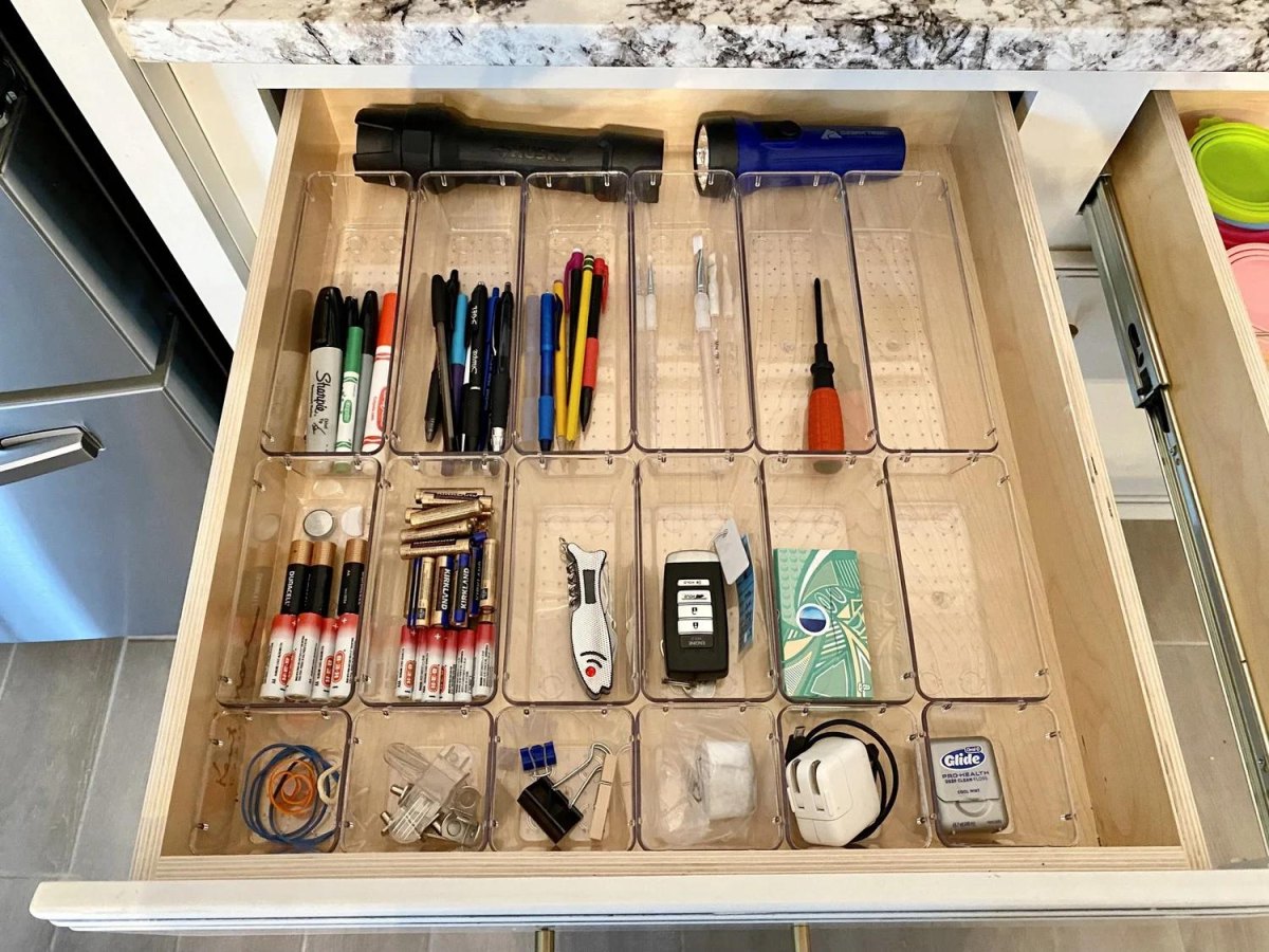 Organized kitchen junk drawer