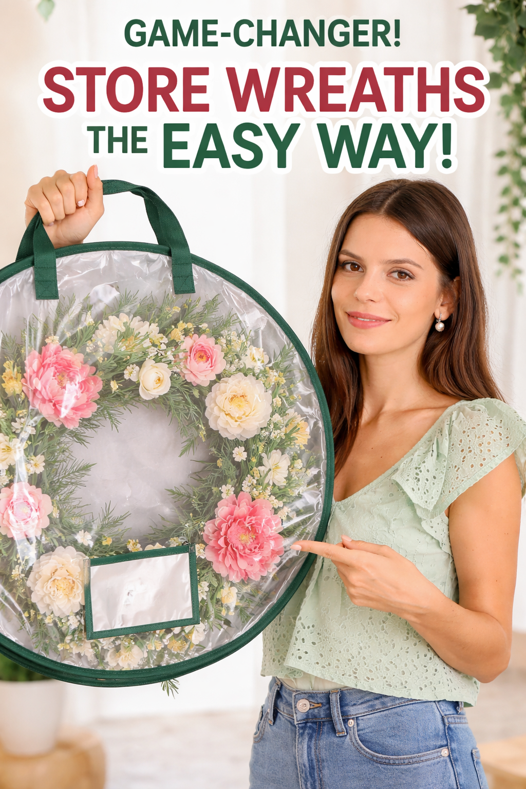 2. VENO 5 Pack Decorative Wreath Storage Bags with Clear 30