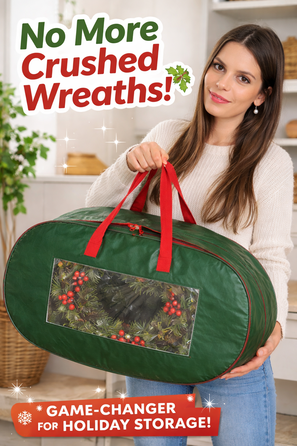 3. Handy Laundry Decorative Wreath Storage Bag in Durable Tarp Material