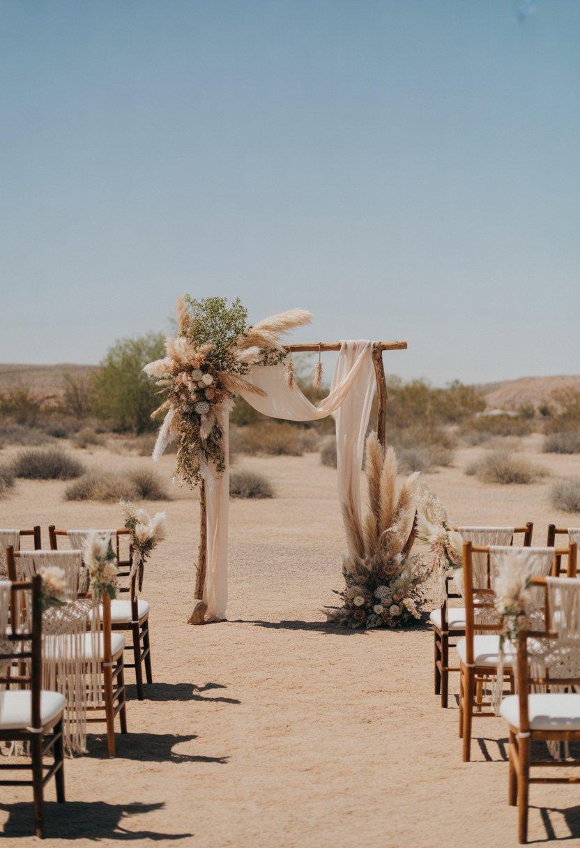 Desert wedding arch with dried flowers
