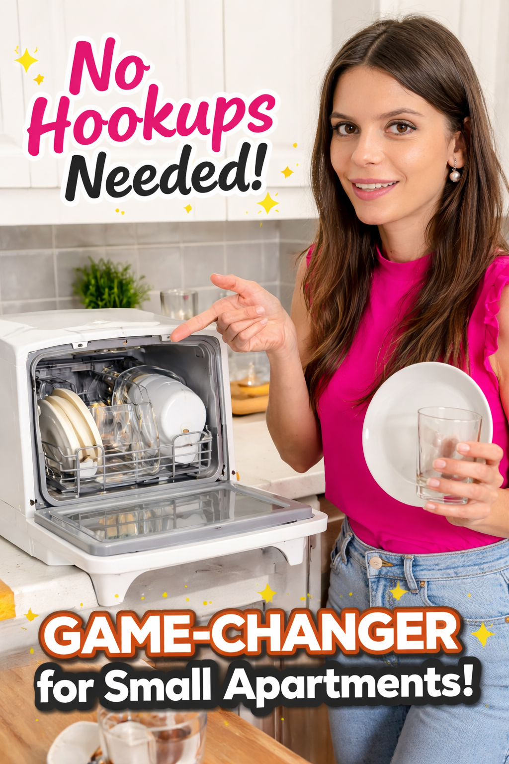 7. EUHOMY Countertop Dishwashers: 8 Programs with Tank and Inlet Hose