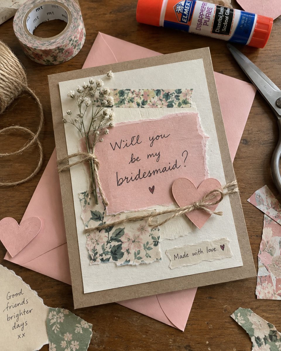DIY handmade bridesmaid proposal card