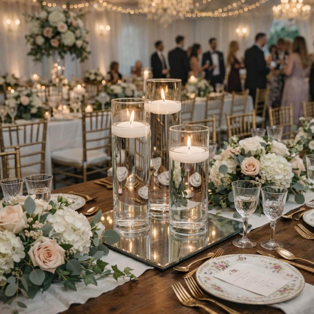 Floating candle wedding centerpiece design
