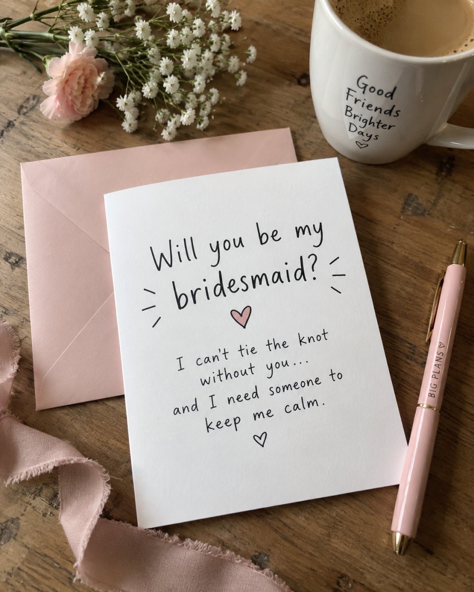 Funny bridesmaid proposal card message
