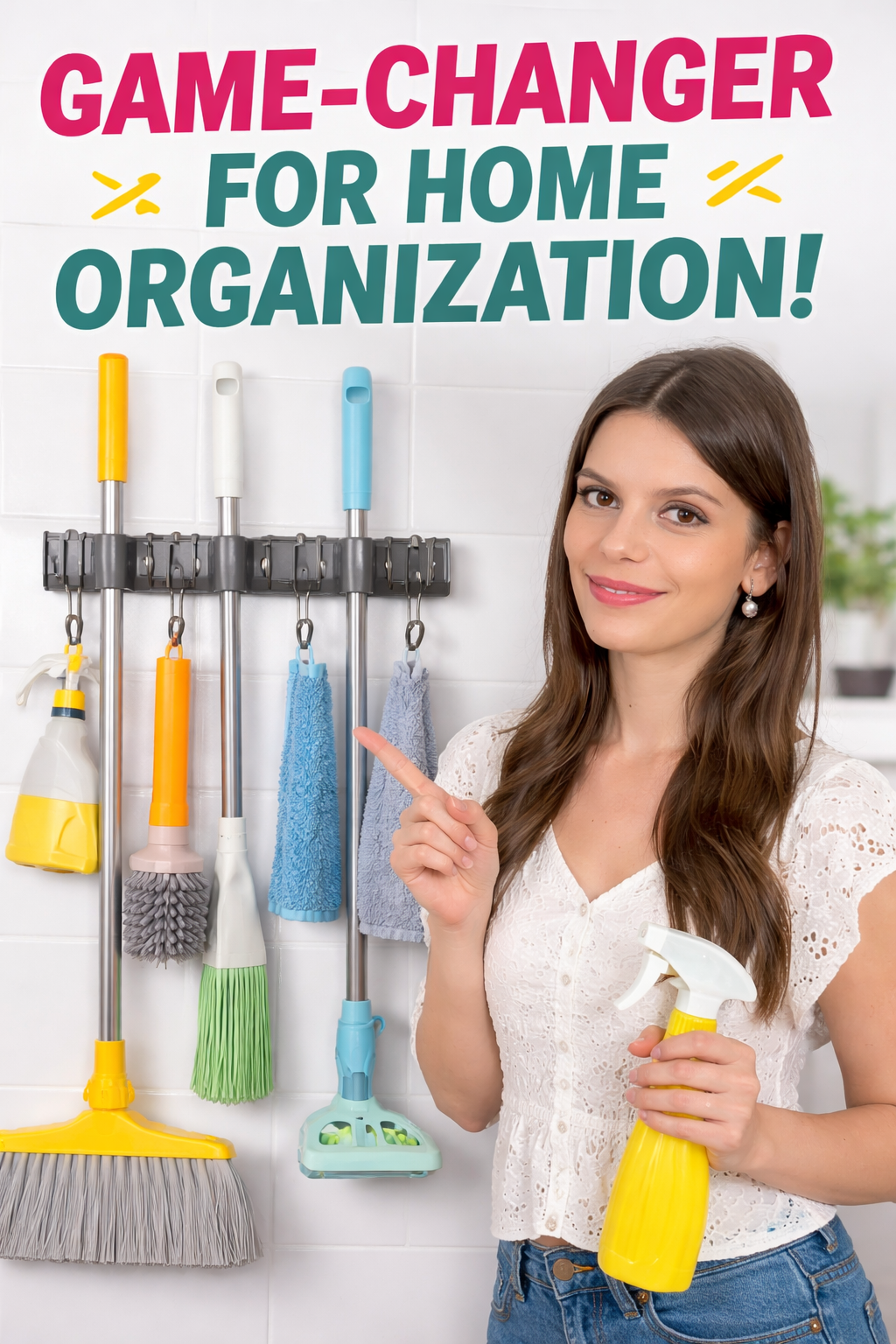 6. IMILLET 2 Pack Mop and Broom Holder for Split-Zone Garage Organization