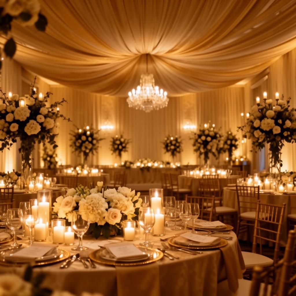 Gold candlelight wedding reception theme