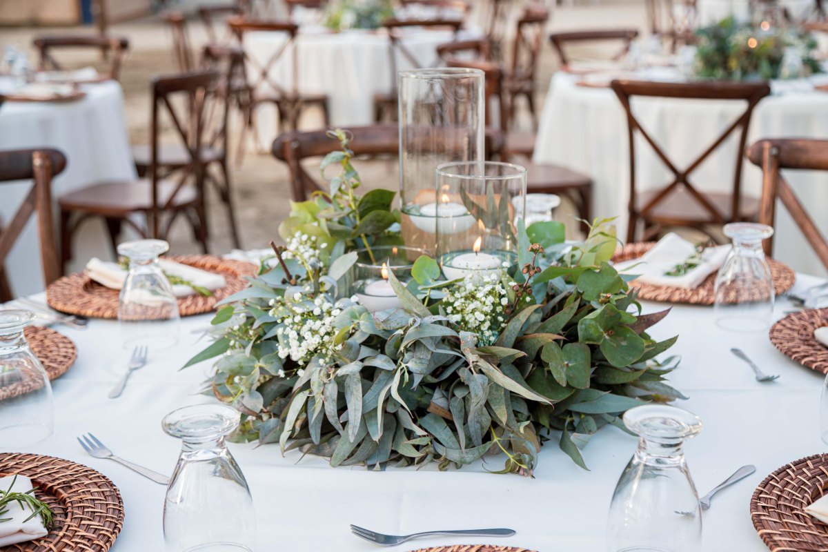 Eucalyptus greenery wedding centerpiece