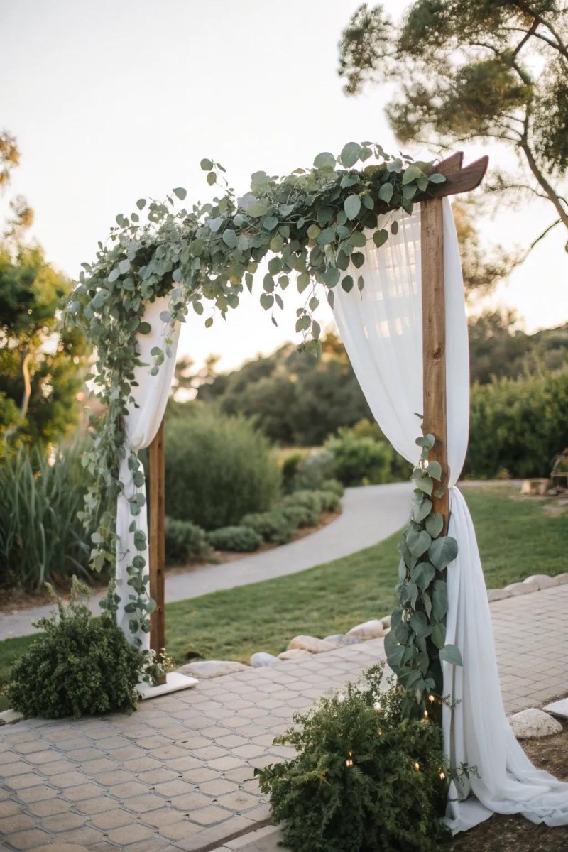 Greenery wedding arch with natural foliage