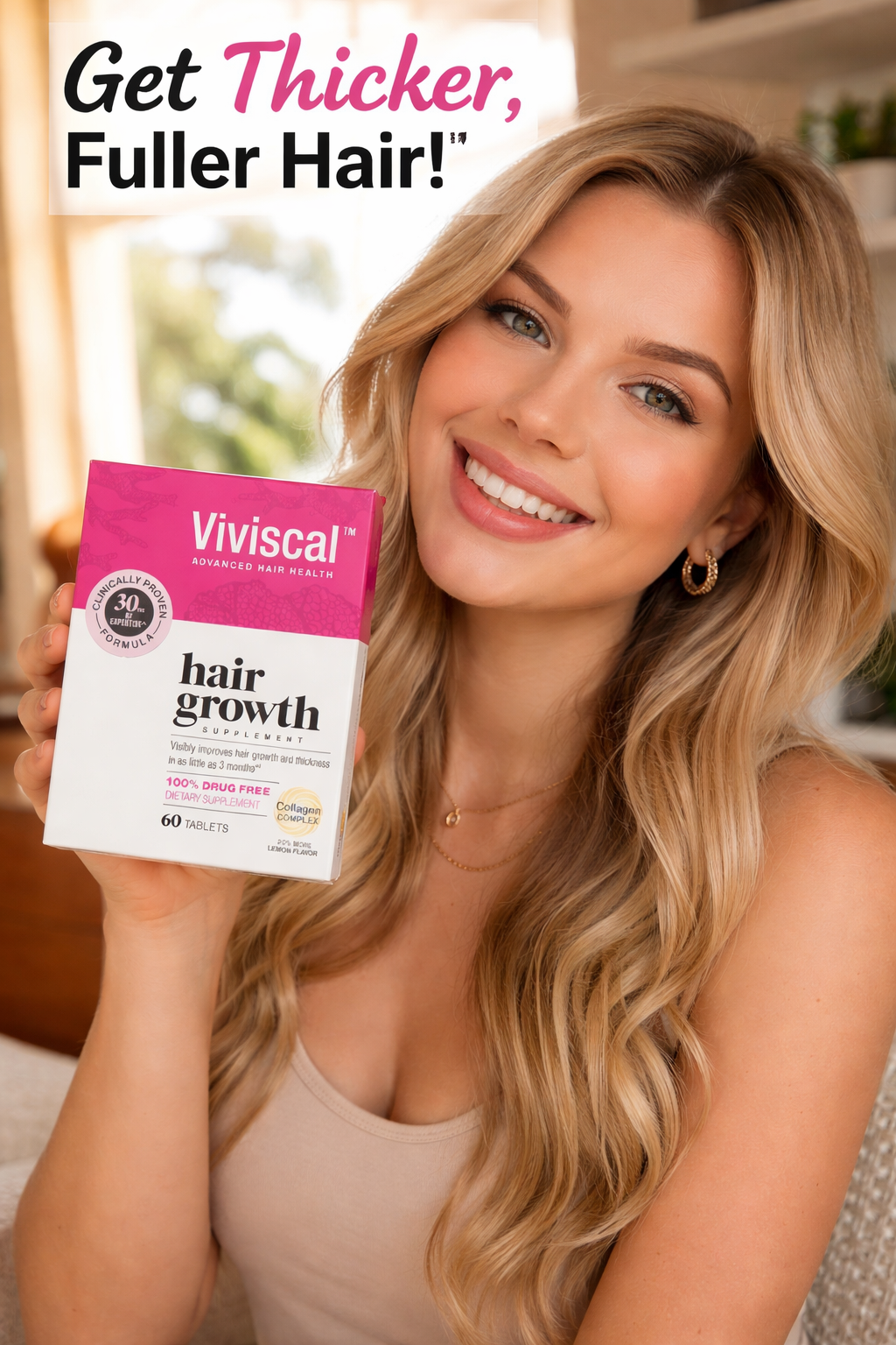 2. Viviscal Hair Growth Supplements for Women for Thicker, Fuller Hair with Collagen Complex