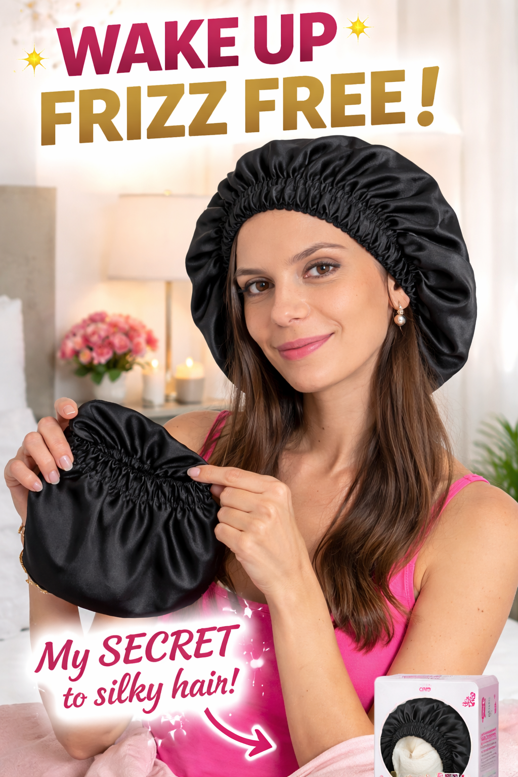 2. YANIBEST Adjustable Silk Bonnet: Double-Layer Satin for Frizz Control