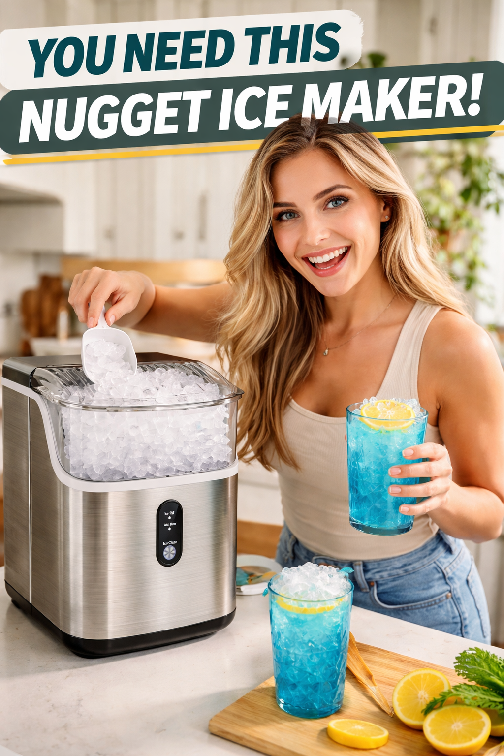2. Kismile Nugget Ice Makers: Chewable Nugget Ice and One-Click Convenience