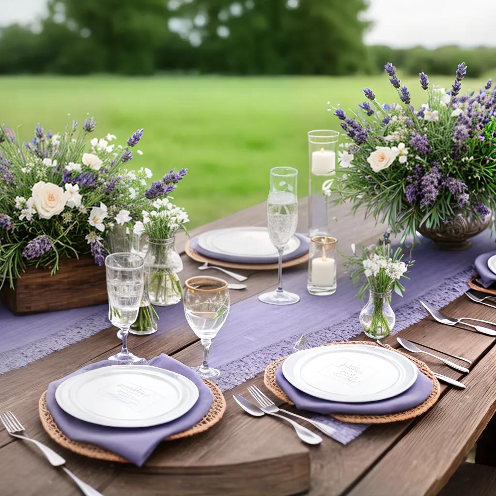Lavender soft gray countryside wedding decor