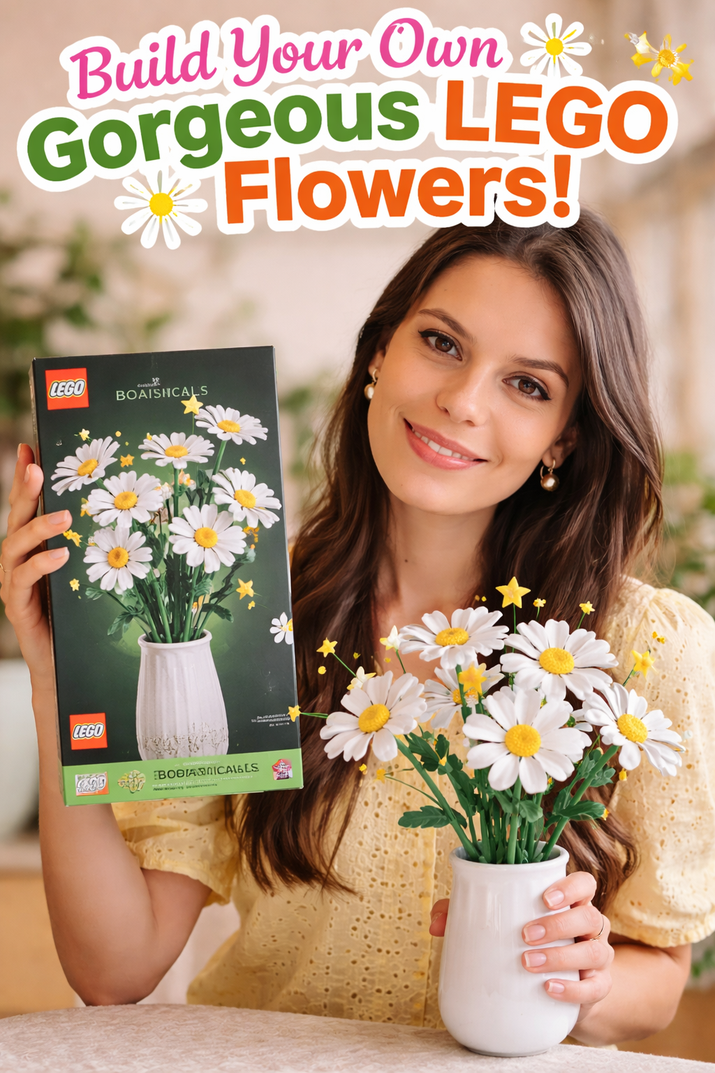 3. LEGO Botanicals Daisies Building Toy Floral Desk Decor