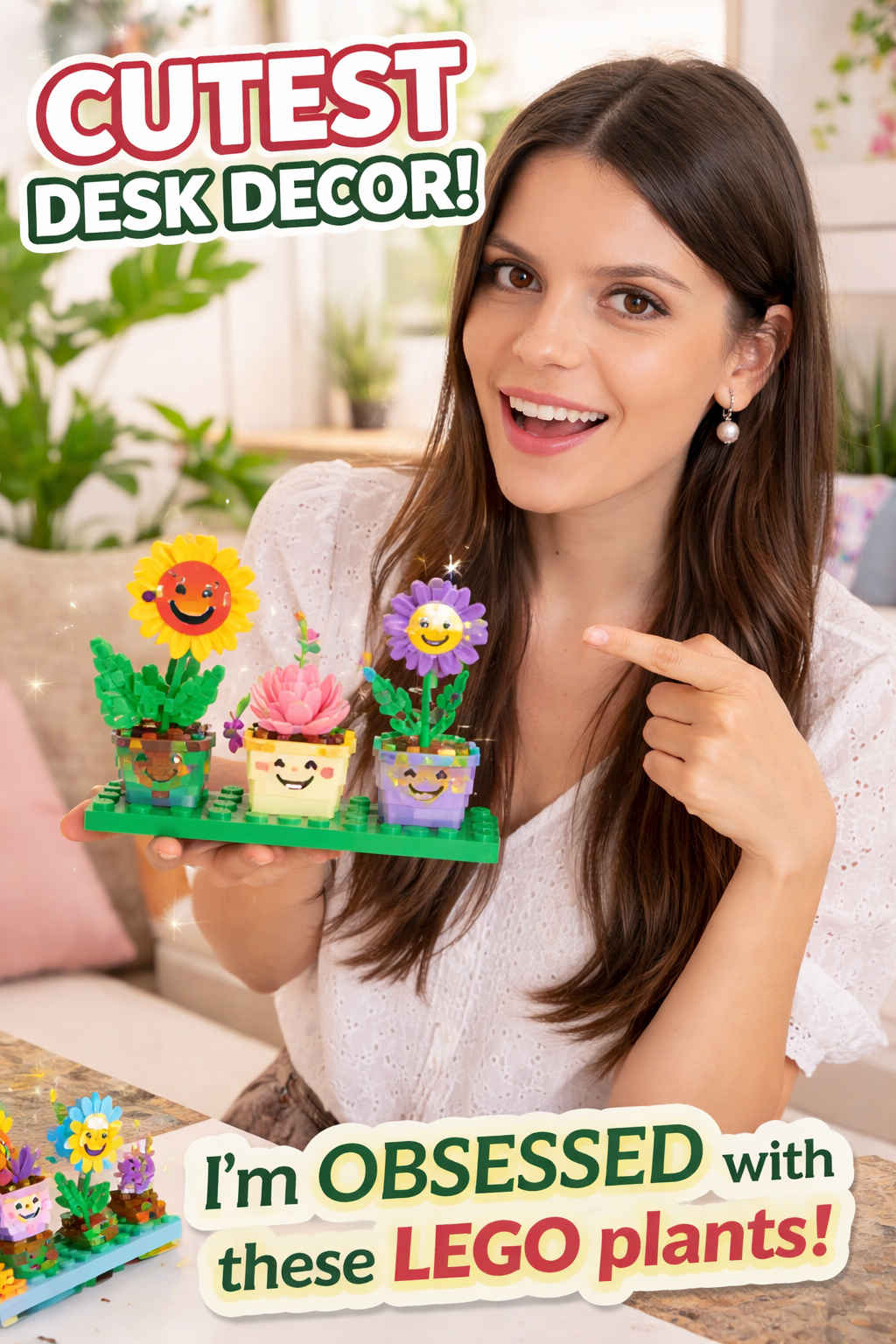 4. LEGO Botanicals Happy Plants Set for Shelf and Desk