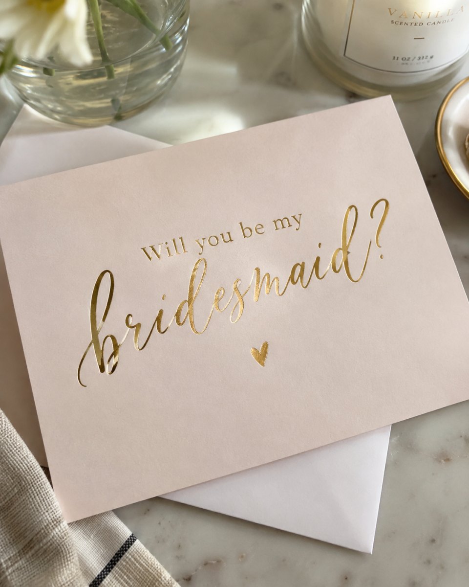 Gold foil bridesmaid proposal card