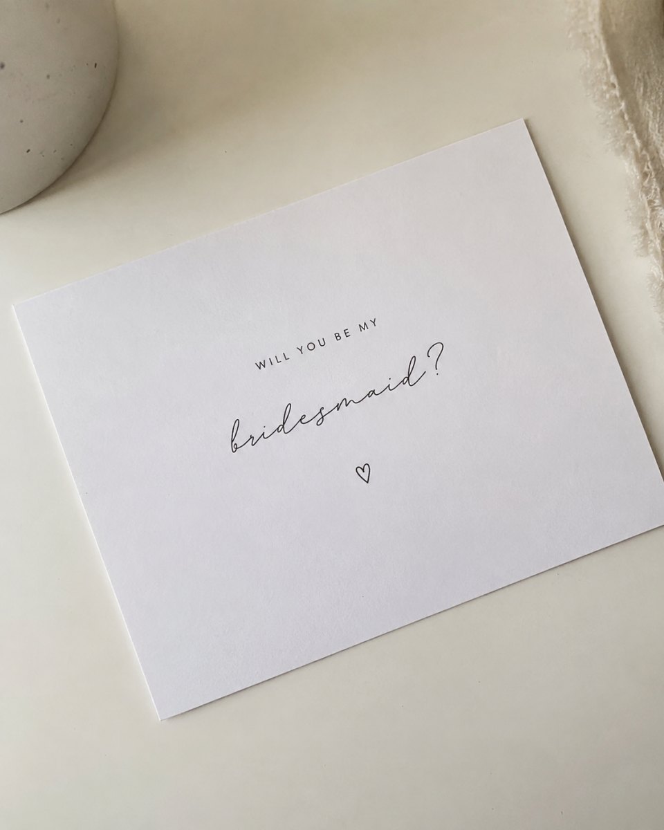 Minimalist bridesmaid proposal card design