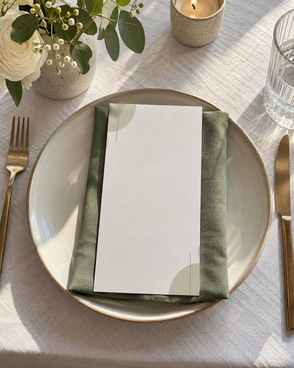 Minimalist modern wedding menu card