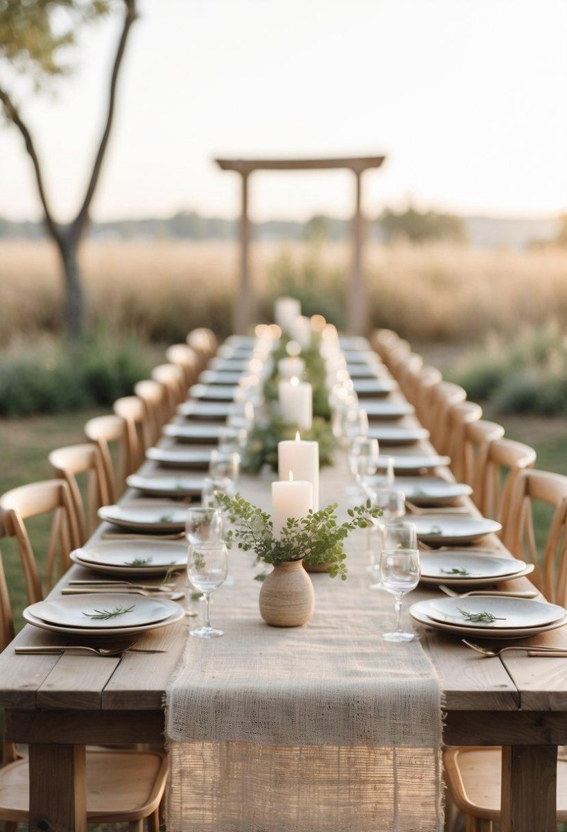 Minimalist modern wedding table arrangement