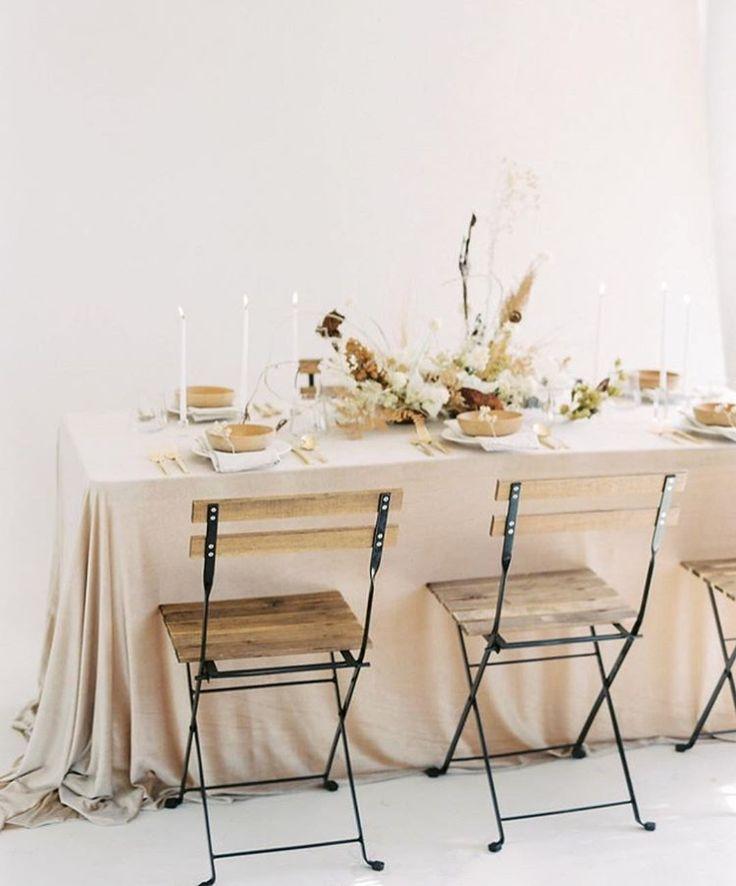 Neutral minimalist fall wedding table