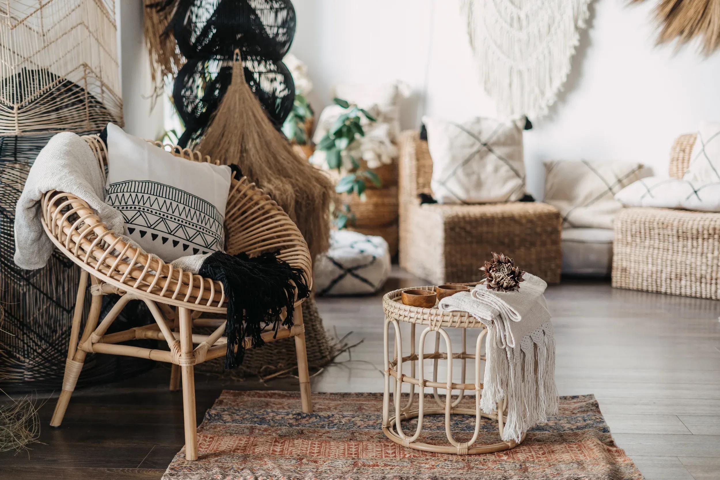 Natural rattan boho furniture