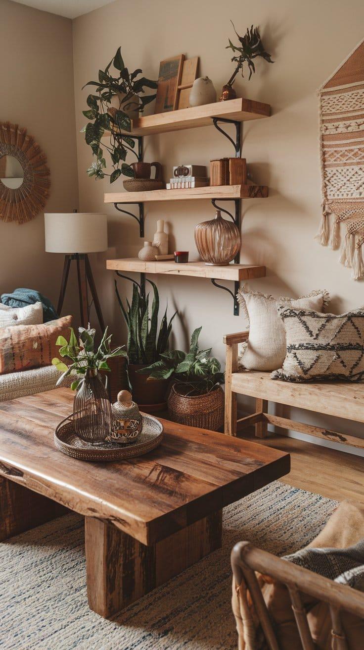 Natural wood boho accents