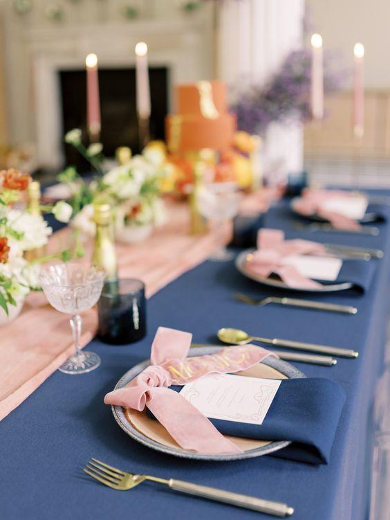 Navy dusty rose wedding bouquet