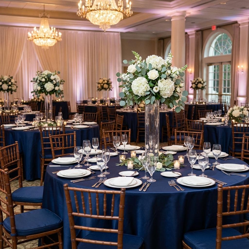 Navy ivory timeless wedding ceremony