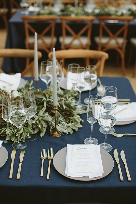 Navy sage green wedding flowers