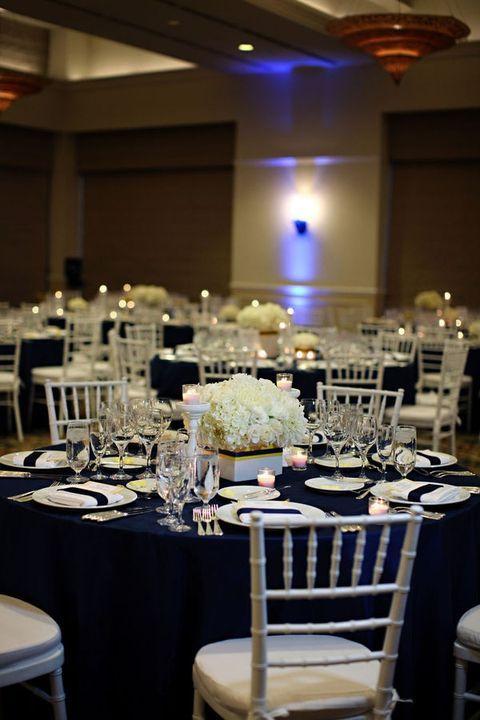 Navy silver winter wedding decorations