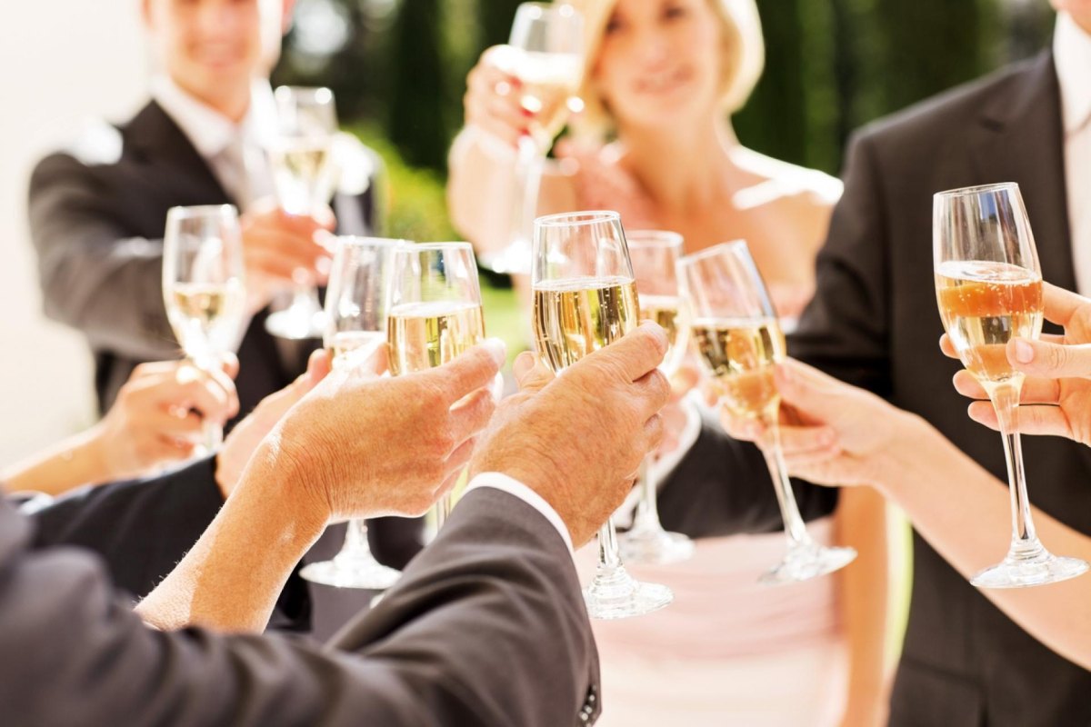 Wedding toast with champagne glasses