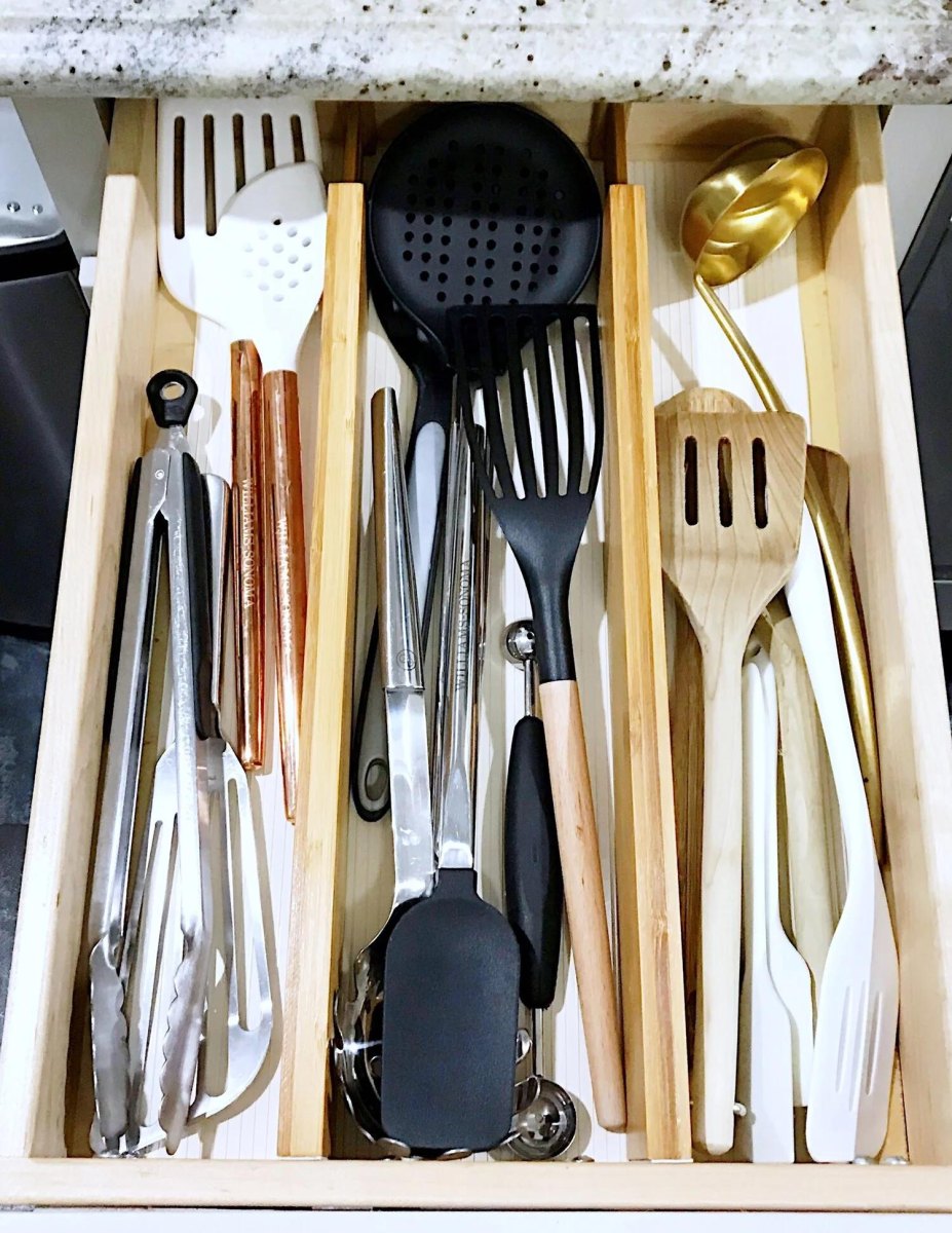 Cooking tools organized in drawer