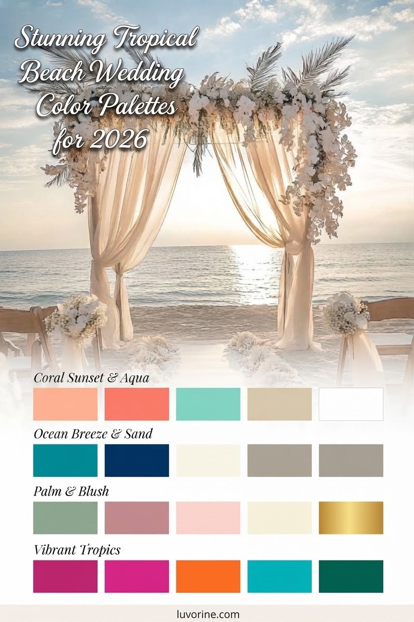 Stunning Tropical Beach Wedding Color Palettes for 2026